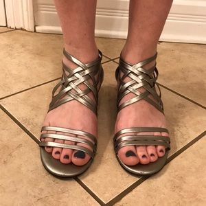 Silver gladiator sandals